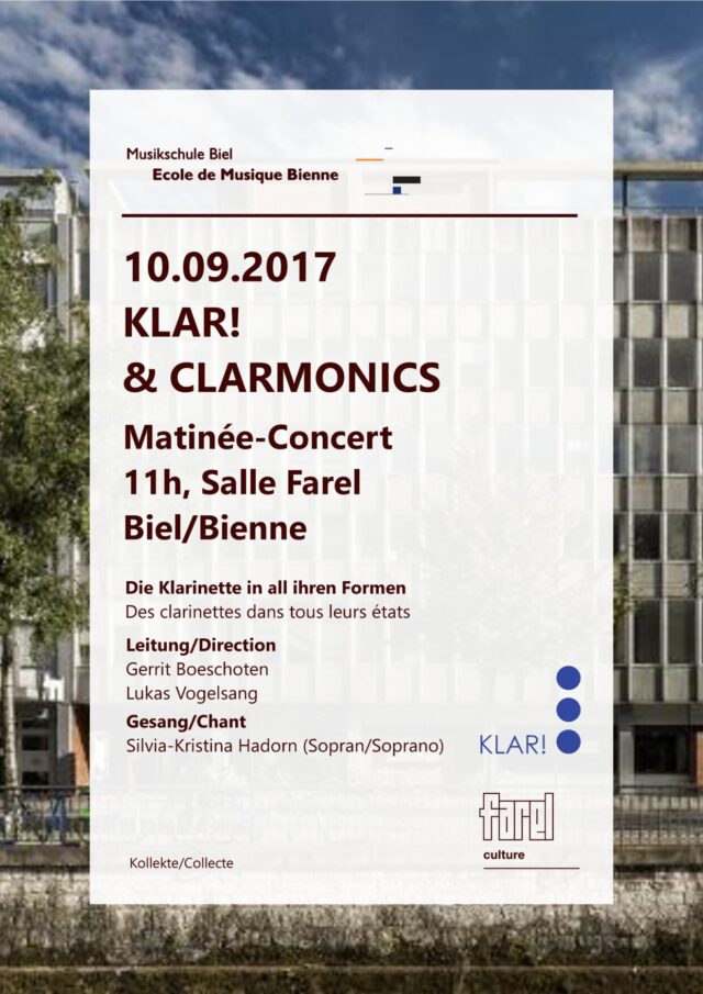 Plakat: KLAR! & Clarmonics – Matinée-Concert